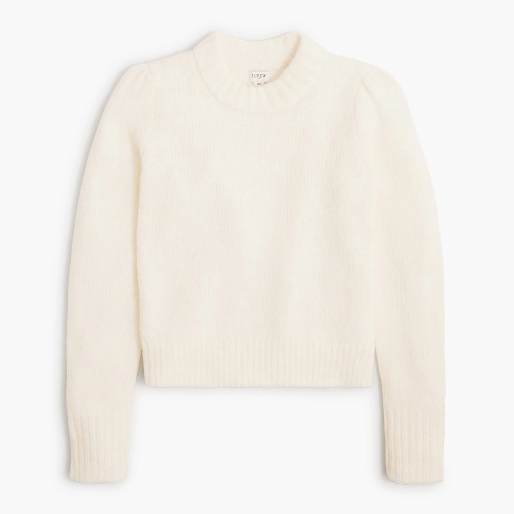 J. Crew Women’s Fuzzy Puff-Sleeved Sweater in Ivory Size XXL